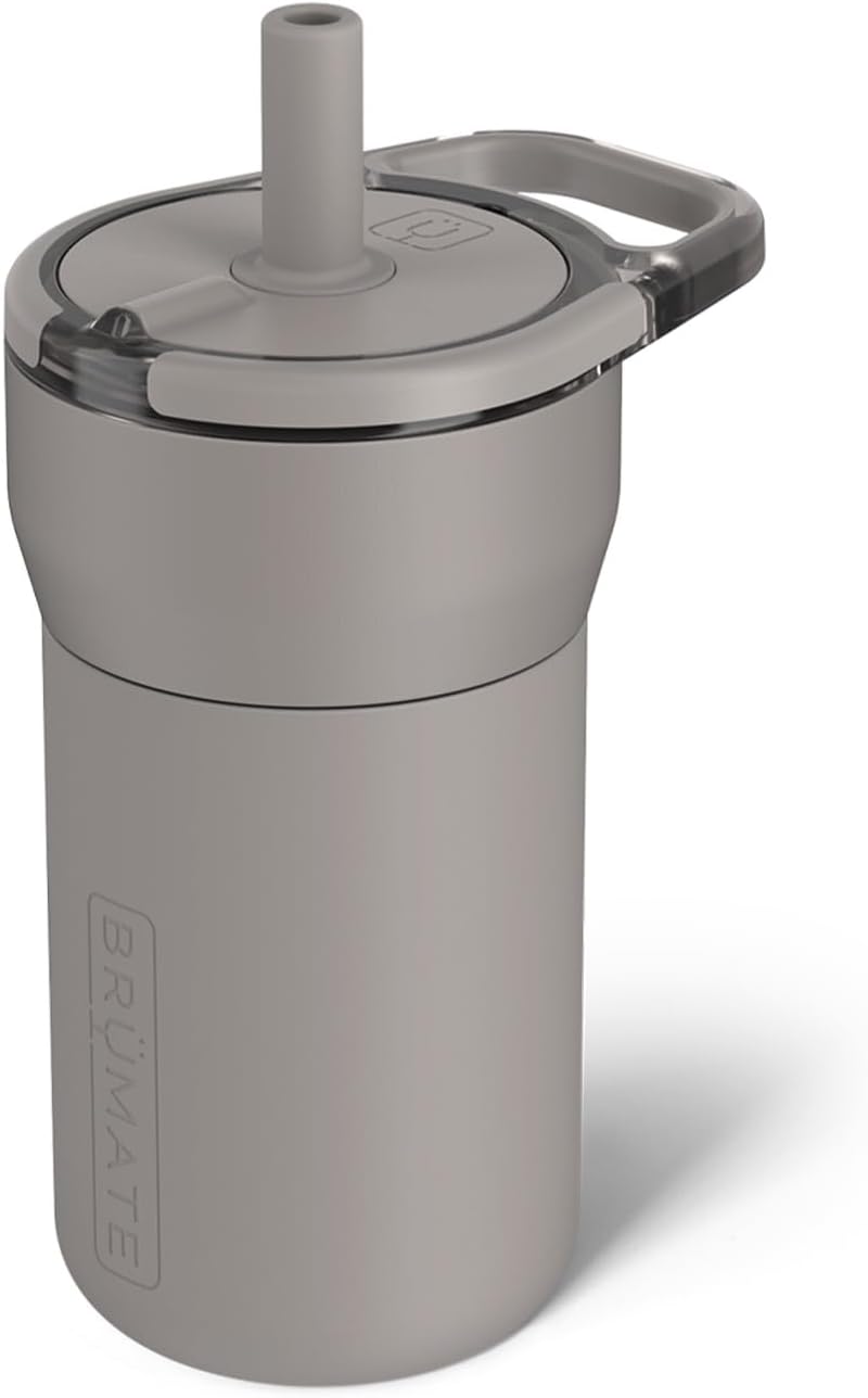 BrÃ¼Mate Leap 12oz 100% Leakproof Kids Tumbler with Handle and Silicone Soft Straw | Drop Resistant Silicone Sleeve | For Kids 4+ | Insulated Stainless Steel | Cup Holder Friendly | 12oz (Mocha) - Image 1